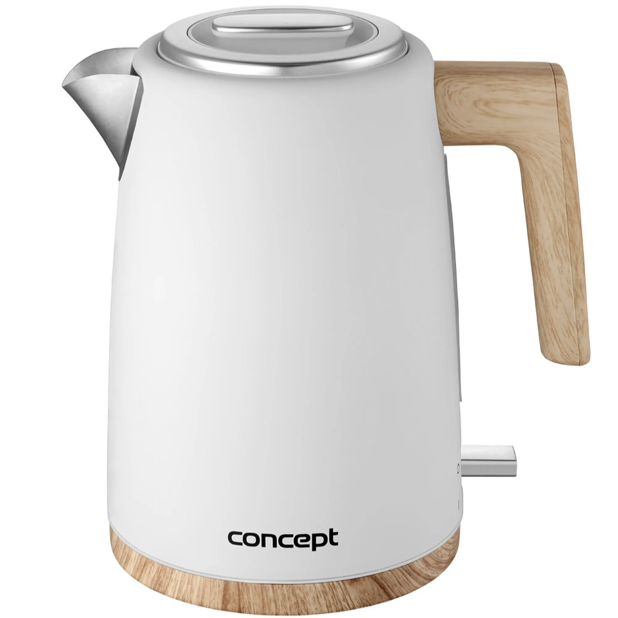 image czajnik, elektryczny, metaliczny, drewniana rączka, baza drewniana