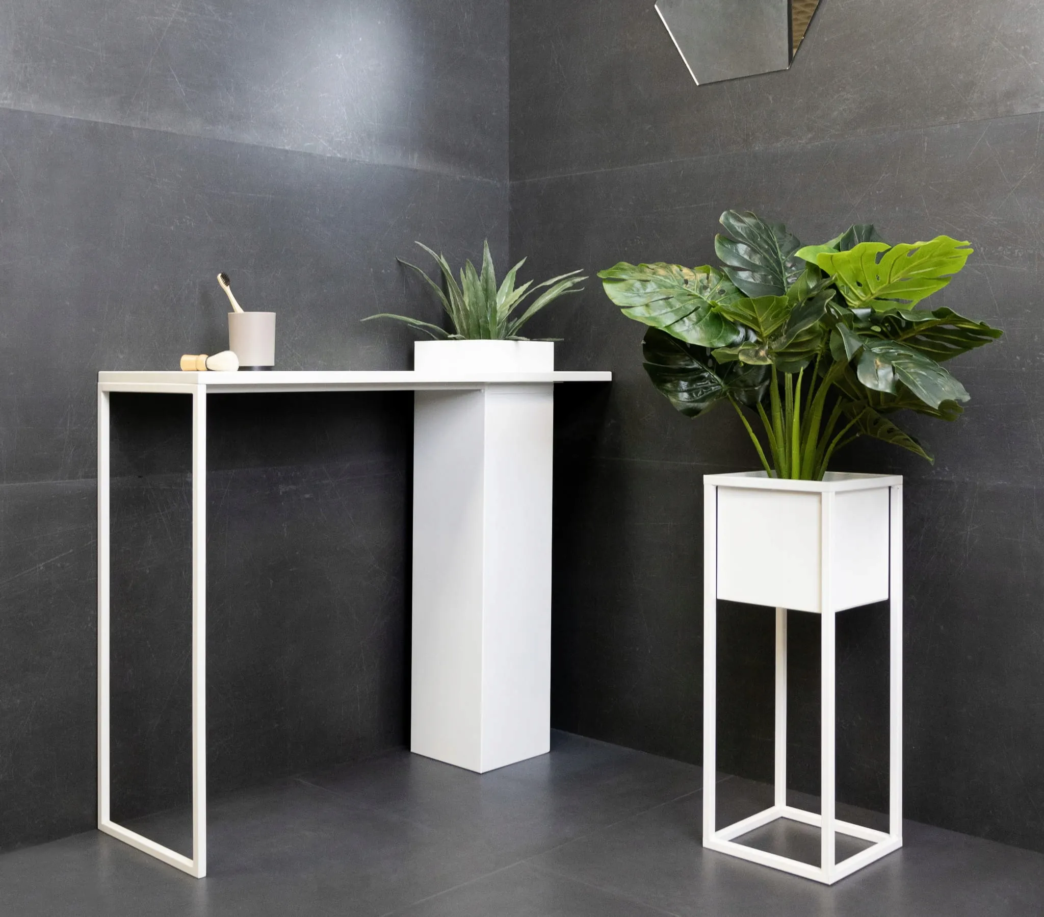 DONICZKA-osłonka na donice metalowa NANTES S biała - LD_TZ000102