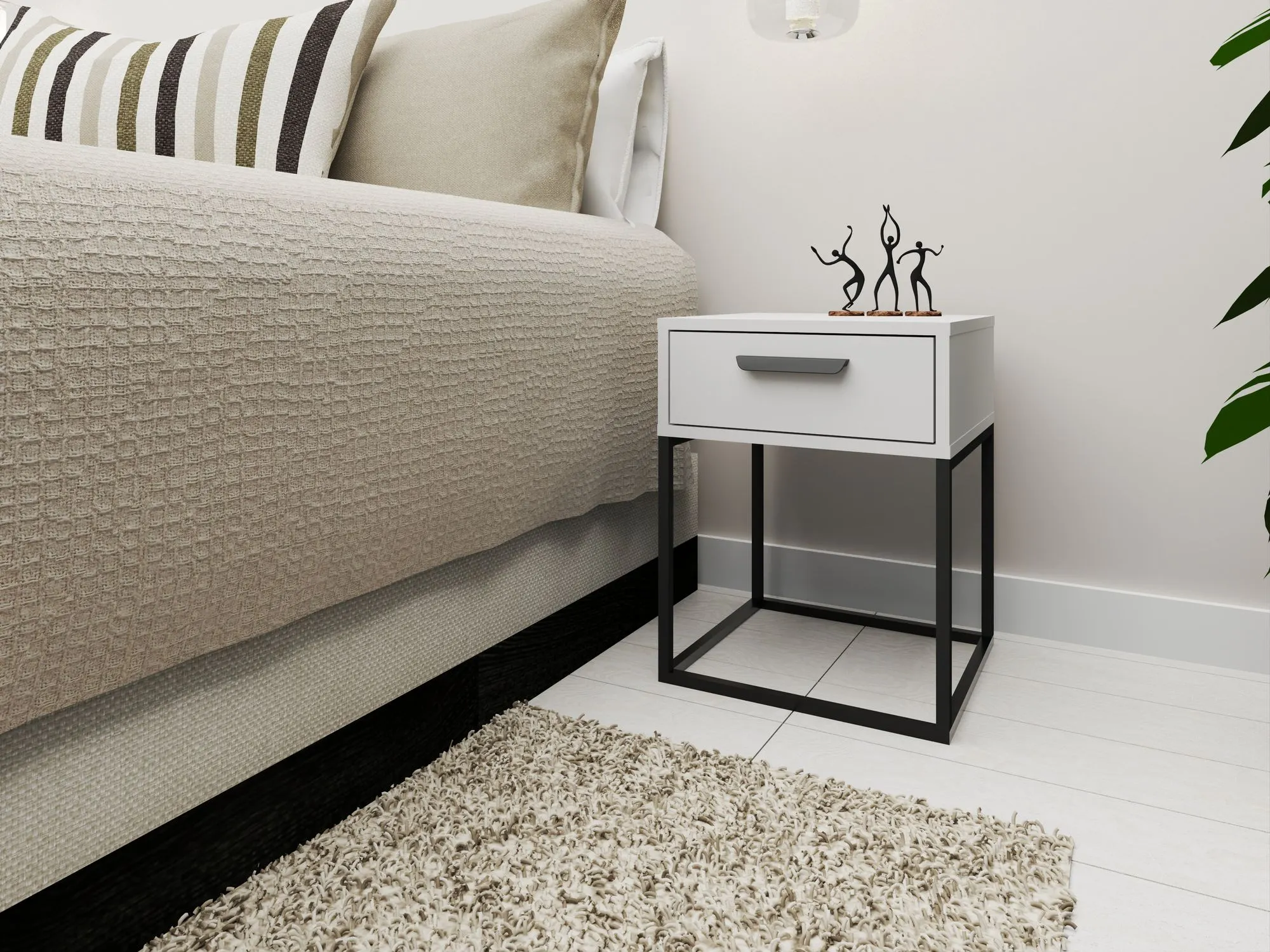 Szafka nocna z 1 szufladą CADRO na stelażu z uchwytem biała - INT_5003336BIP