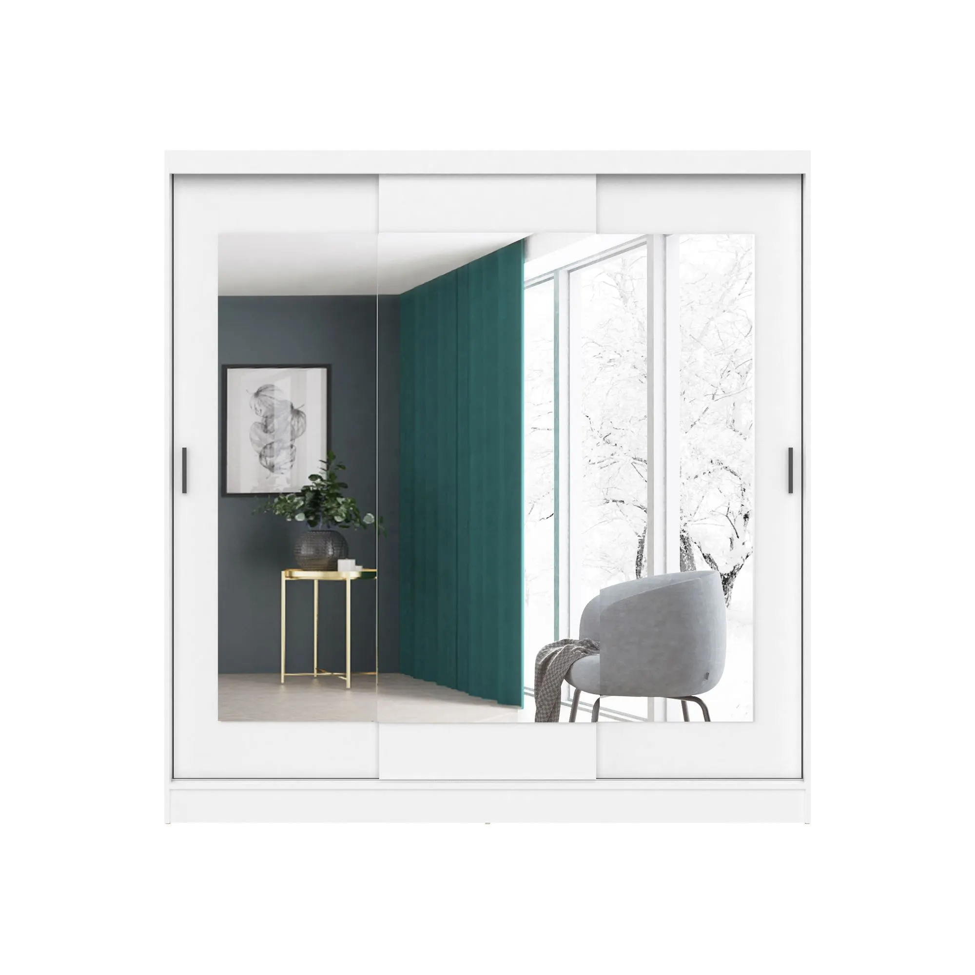 Szafa 3-drzwiowa 3 lustra ARIS drzwi przesuwne biała - INT_5002479