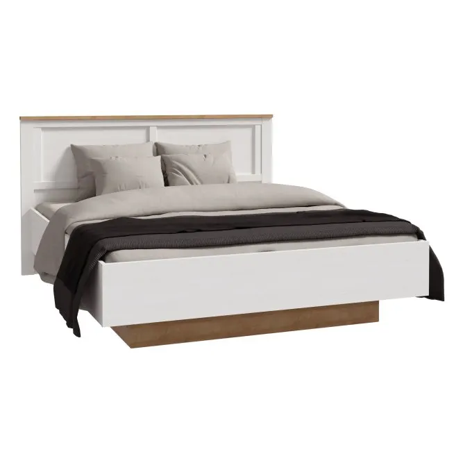 Łóżko ze stelażem CHISBURY 160x200 - dąb riviera, modrzew jasny sibu - BHLL3162-M482