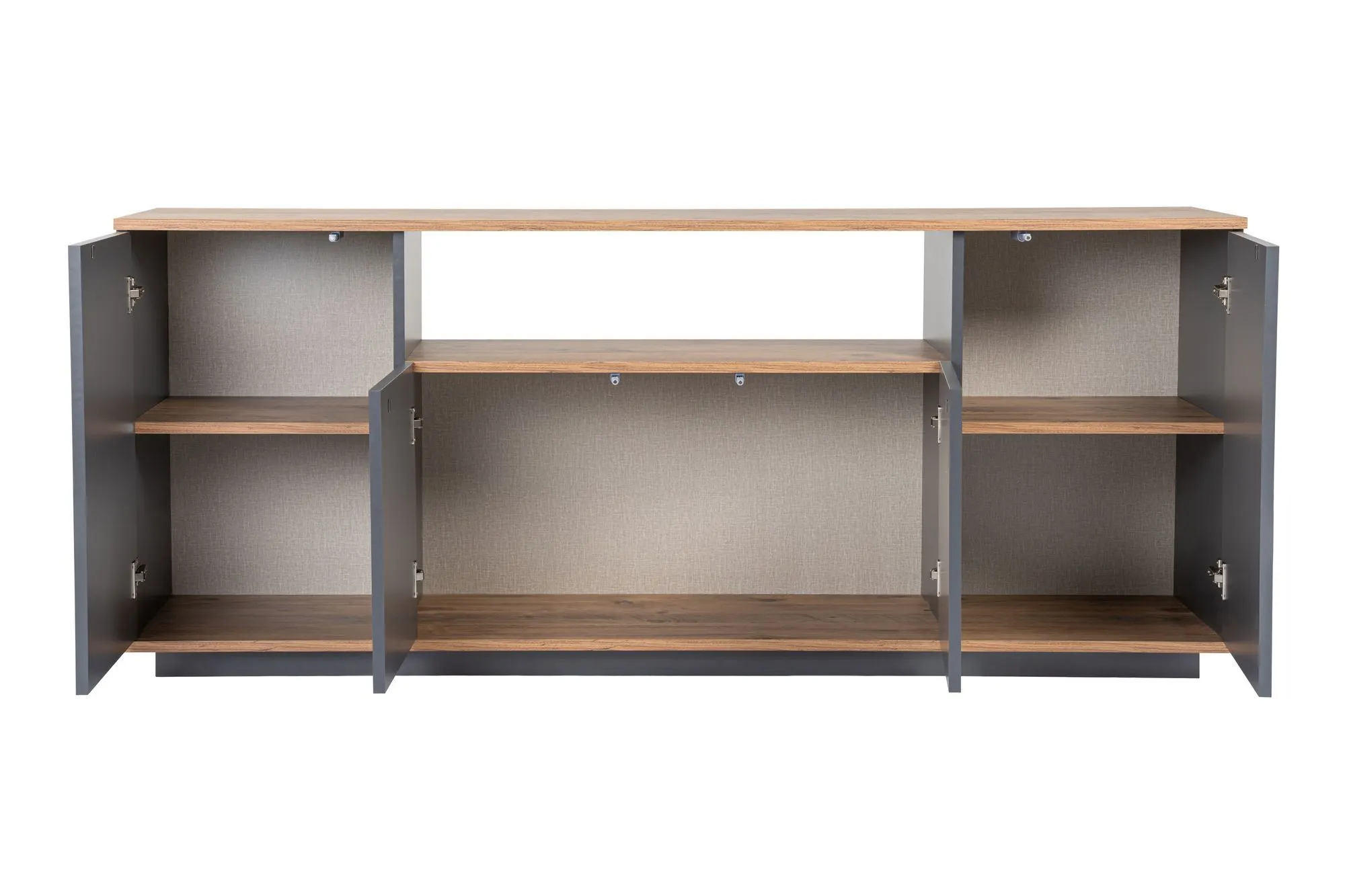 Komoda 4-drzwiowa z wnęką ARISTA 180 cm antracyt sosna atlantycka - ASI_241NRD1304