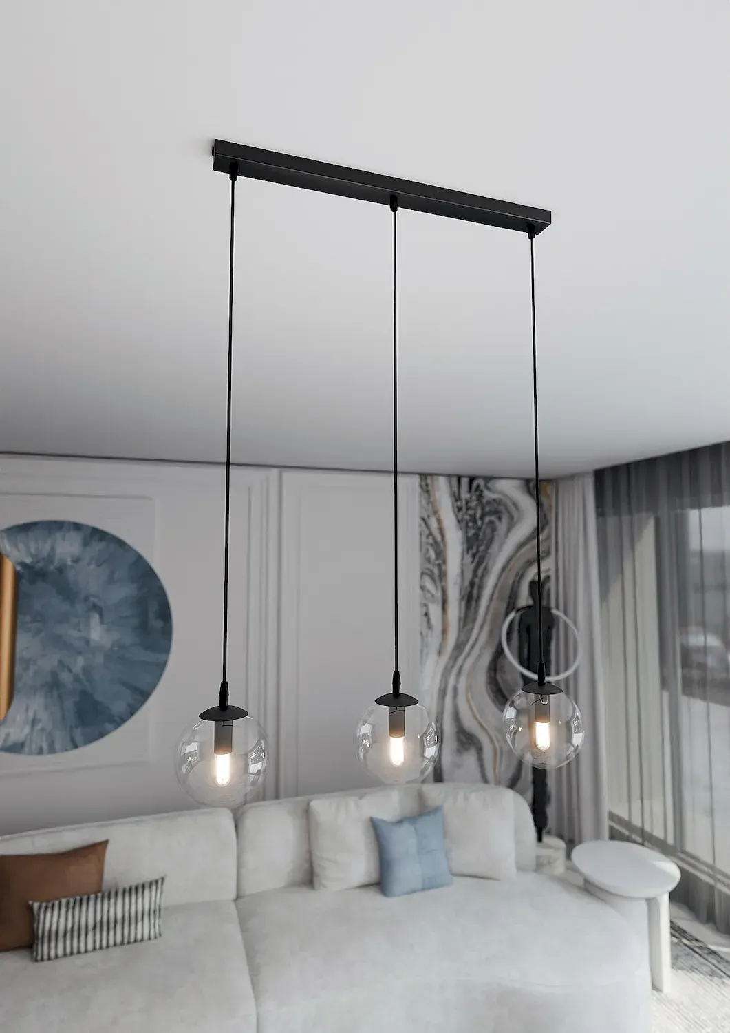 Lampa wisząca COSMO czarny transparentny - 711/3