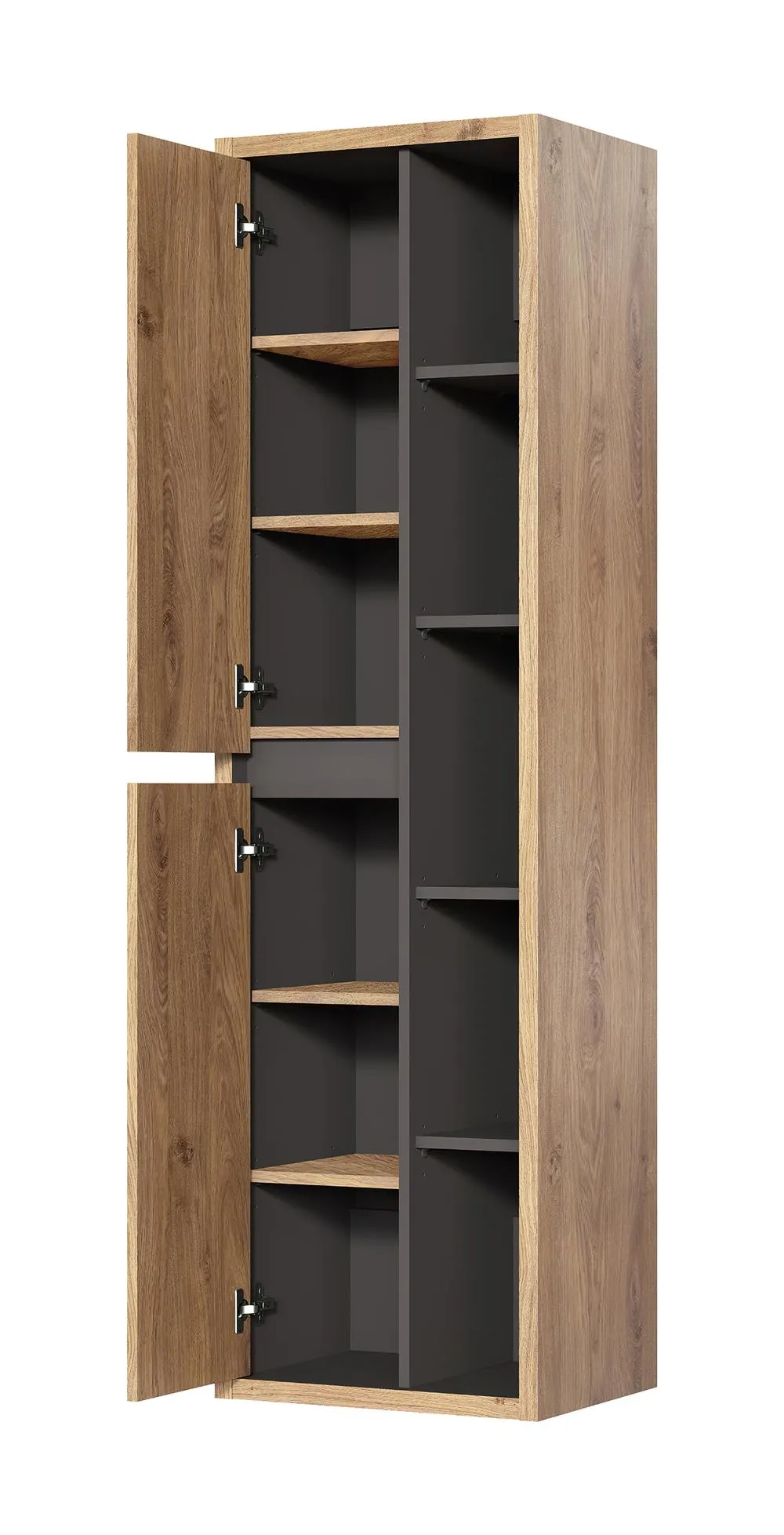 Szafka wysoka DEVON dąb shetland, grafit 170x50x33cm - DEVON_801_FSC