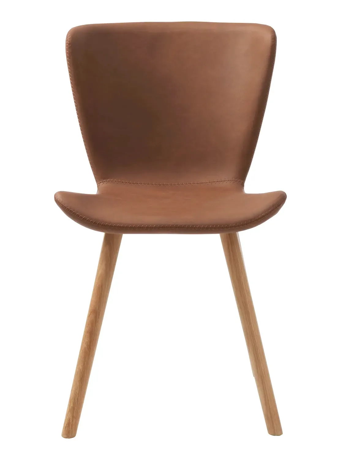 Krzesło tapicerowane TESLIN - ekoskóra: koniak, naturalne nogi - UN_49480000