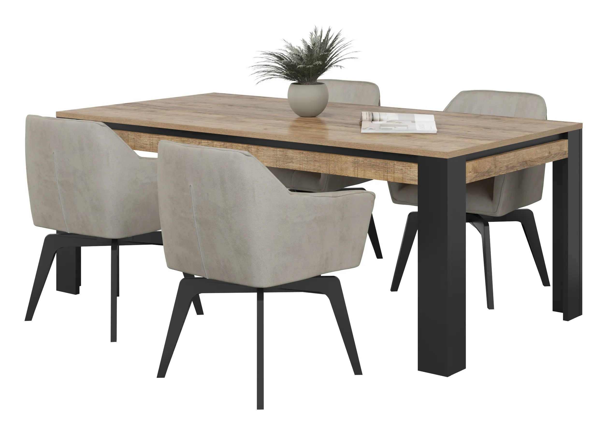 Stół TUDOR 100x195cm - dąb samdal, czarny - 24WSNZ94