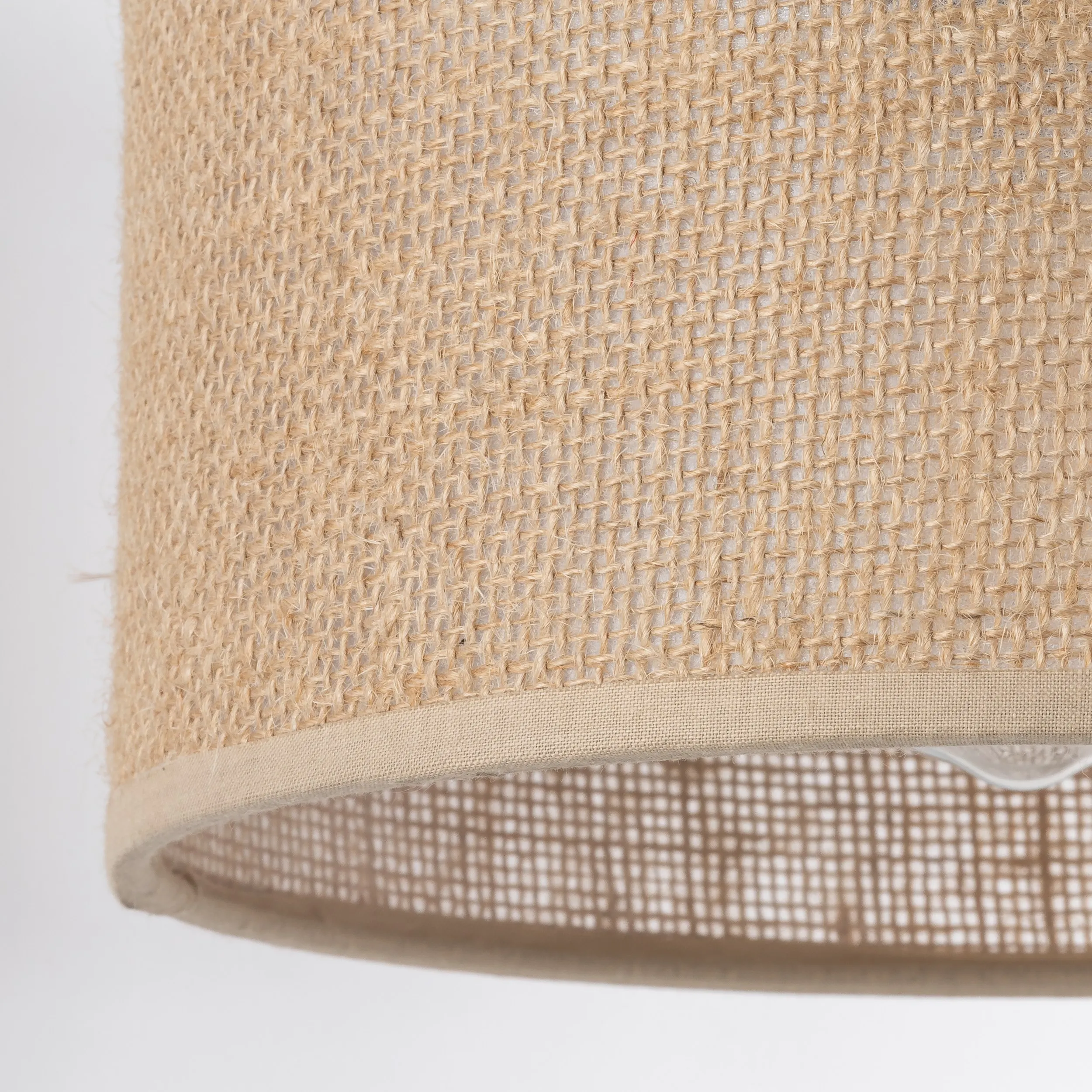 Kinkiet JUTA czarny z brązowym okrągłym abażurem z tkaniny plecionki z włącznikiem 30x22cm - TK_6858