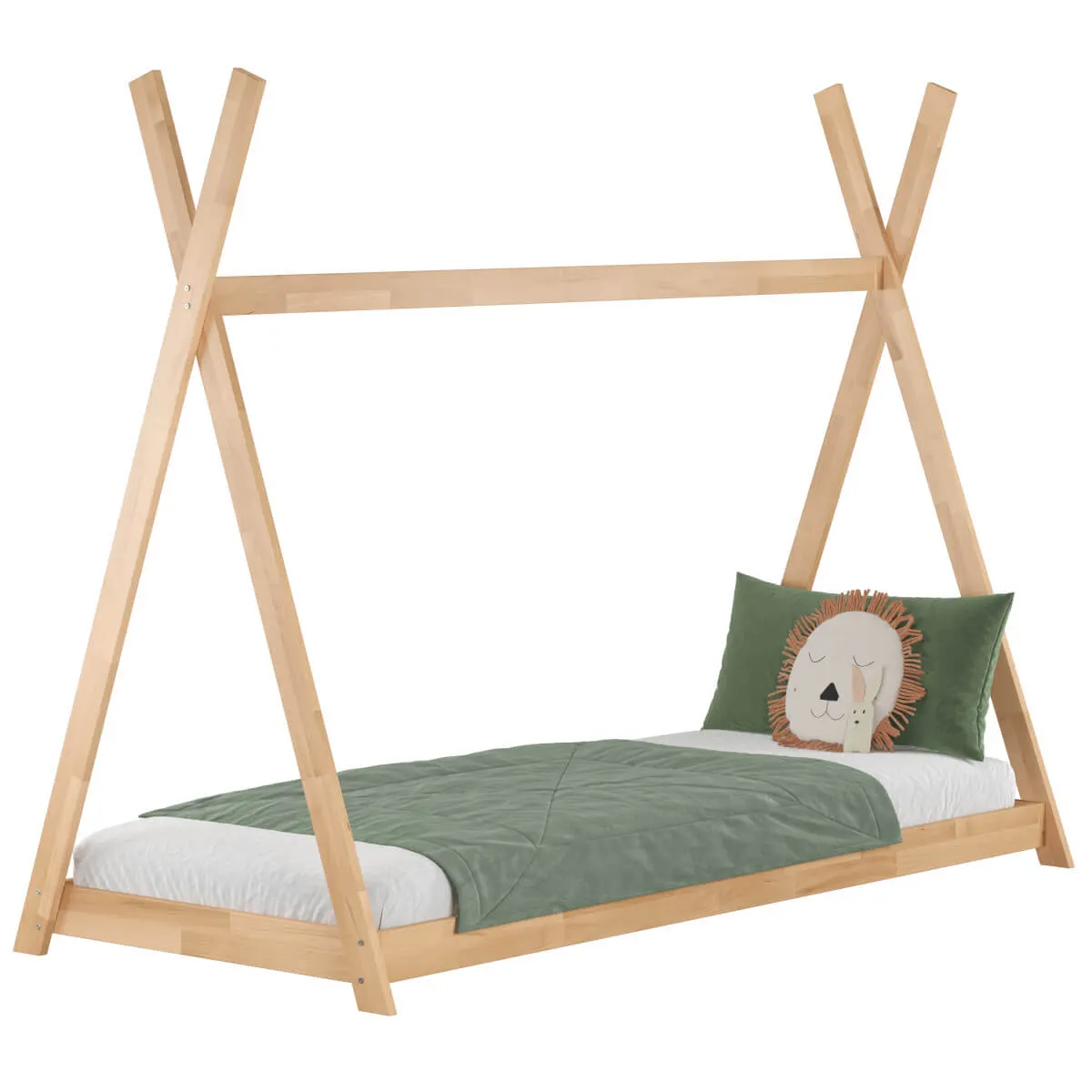 Łóżko drewniane tipi TENT 90x200 bukowe naturalne