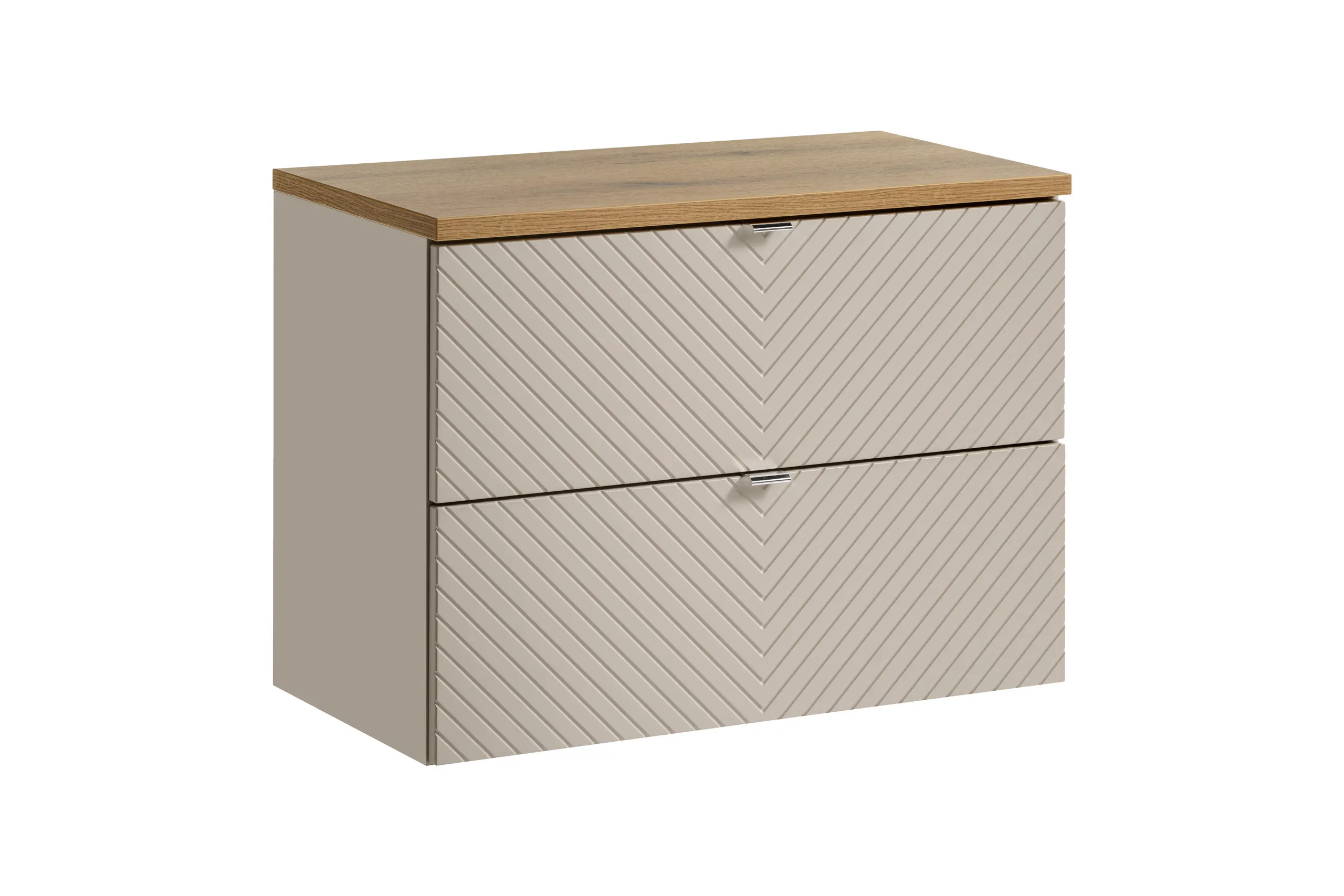 Zestaw meblowy SET-VIC Oak ( szafka z 2 szufladami 80cm+ blat ) kaszmirowy, efekt drewna