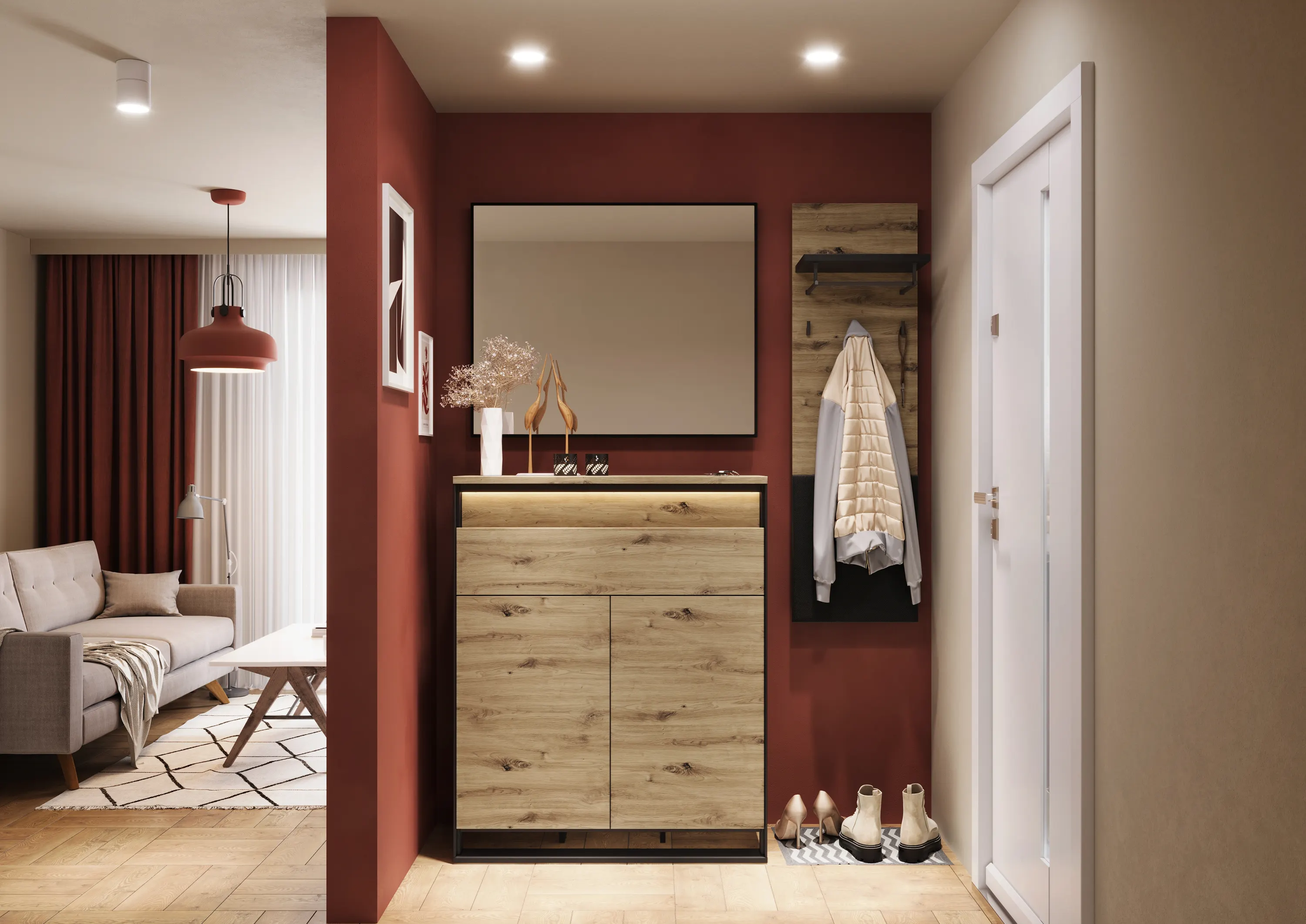 Lustro do przedpokoju Quant QG-05 92cm dąb artisan/czarny - QG5DAC