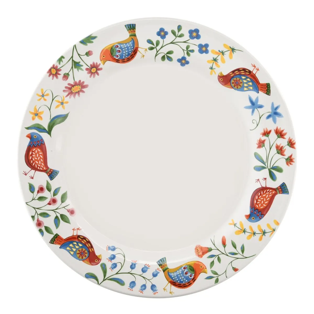 Talerz płytki PARADISE ceramiczny 28 cm biały wielokolorowy talerz, plate, ceramika, wzory ptak, kolorowy ornament