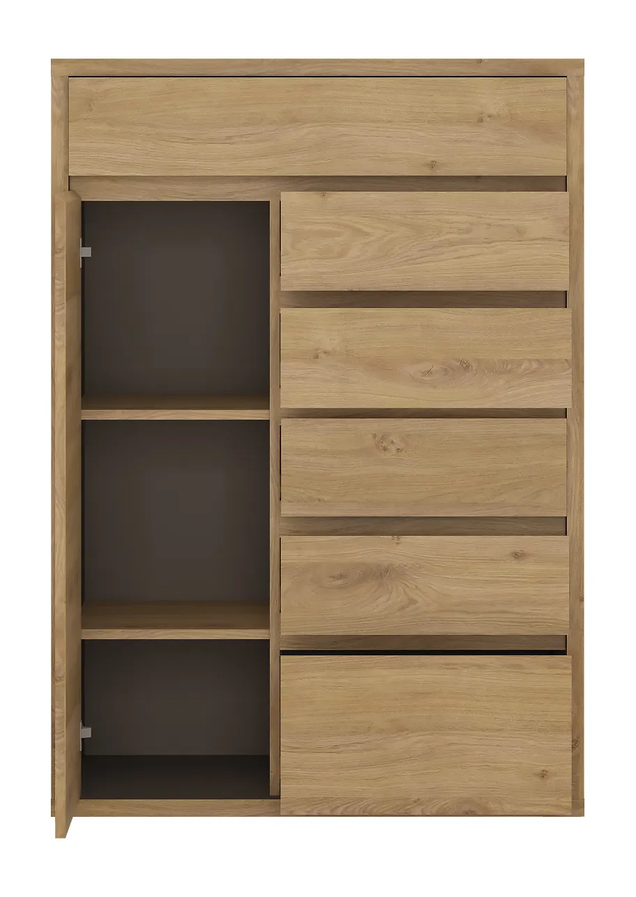 Komoda 1-drzwiowa z 6 szufladami SHETLAND TYP 32 Dąb Shetland, Szary - 6003005000887