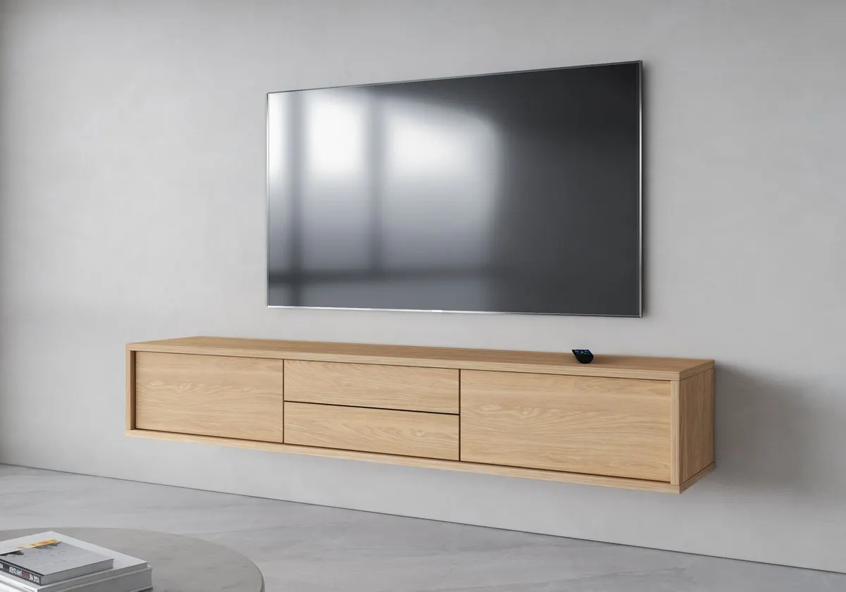 Szafka RTV FRIDA z opcją podwieszenia 2-drzwiowa z 2 szufladami dąb olejowany 180x37x32cm - 24DOMT39