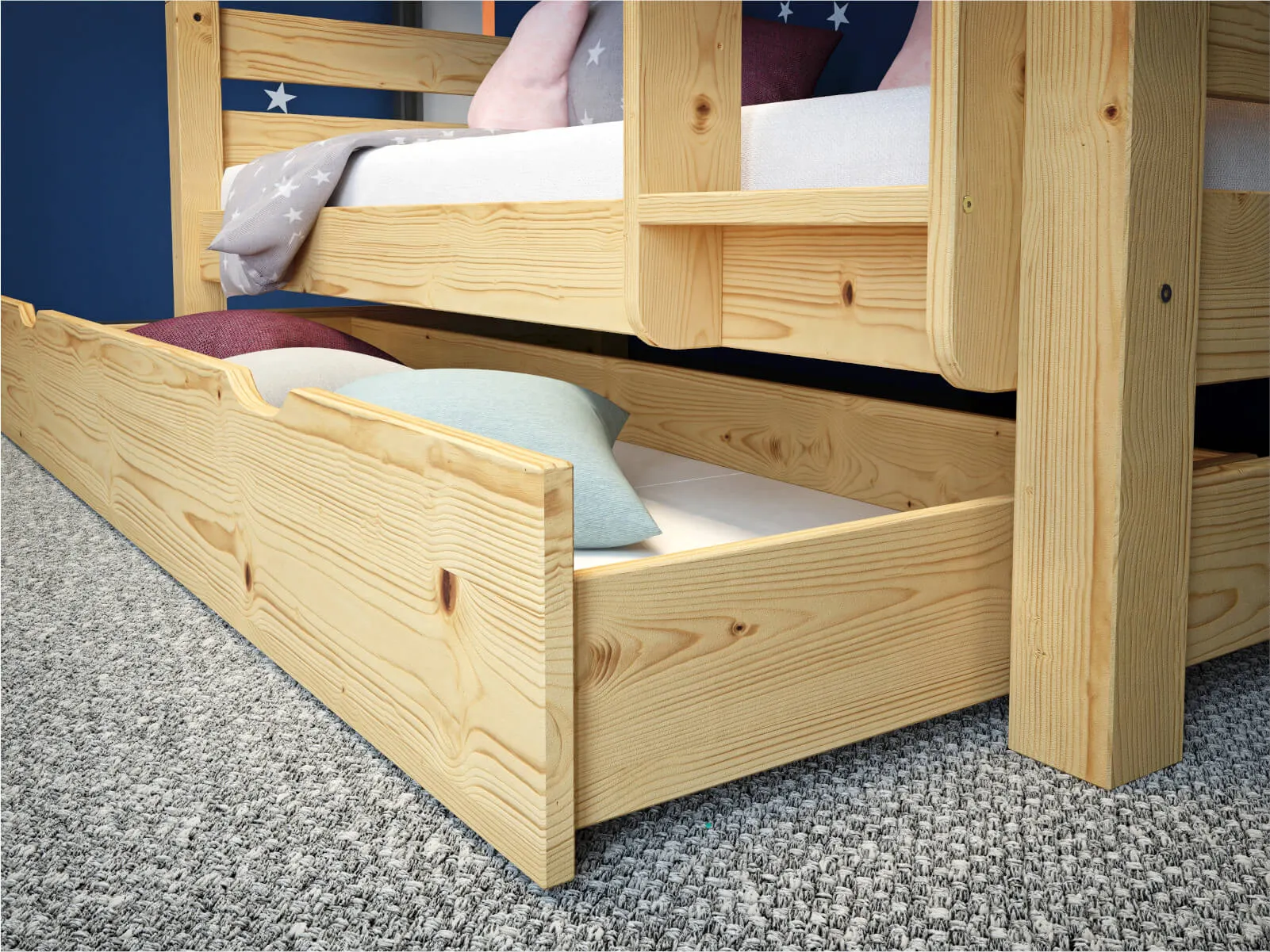 Łóżko piętrowe drewniane COSY 90x200 naturalne - LPCOSYSOS90