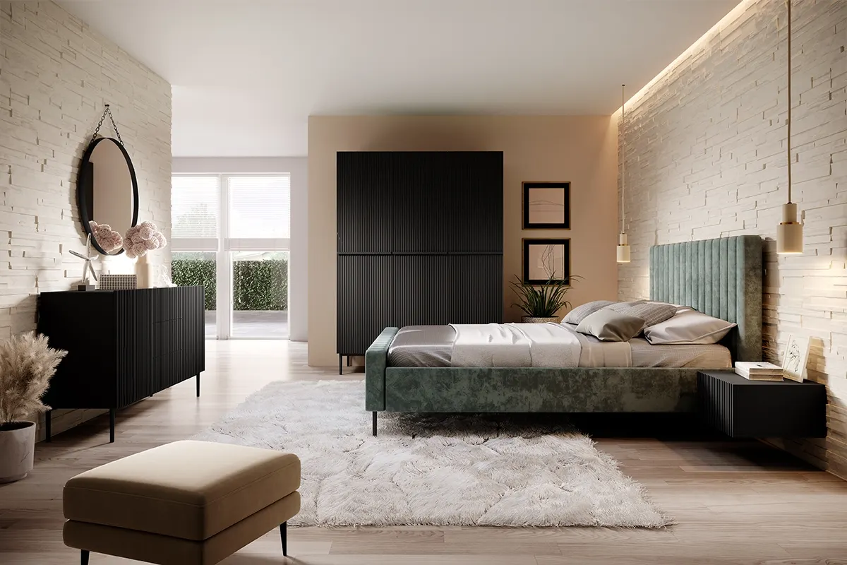 Komoda z 3 szufladami NICOLE 150 - czarny mat - czarny stelaż - B_57212