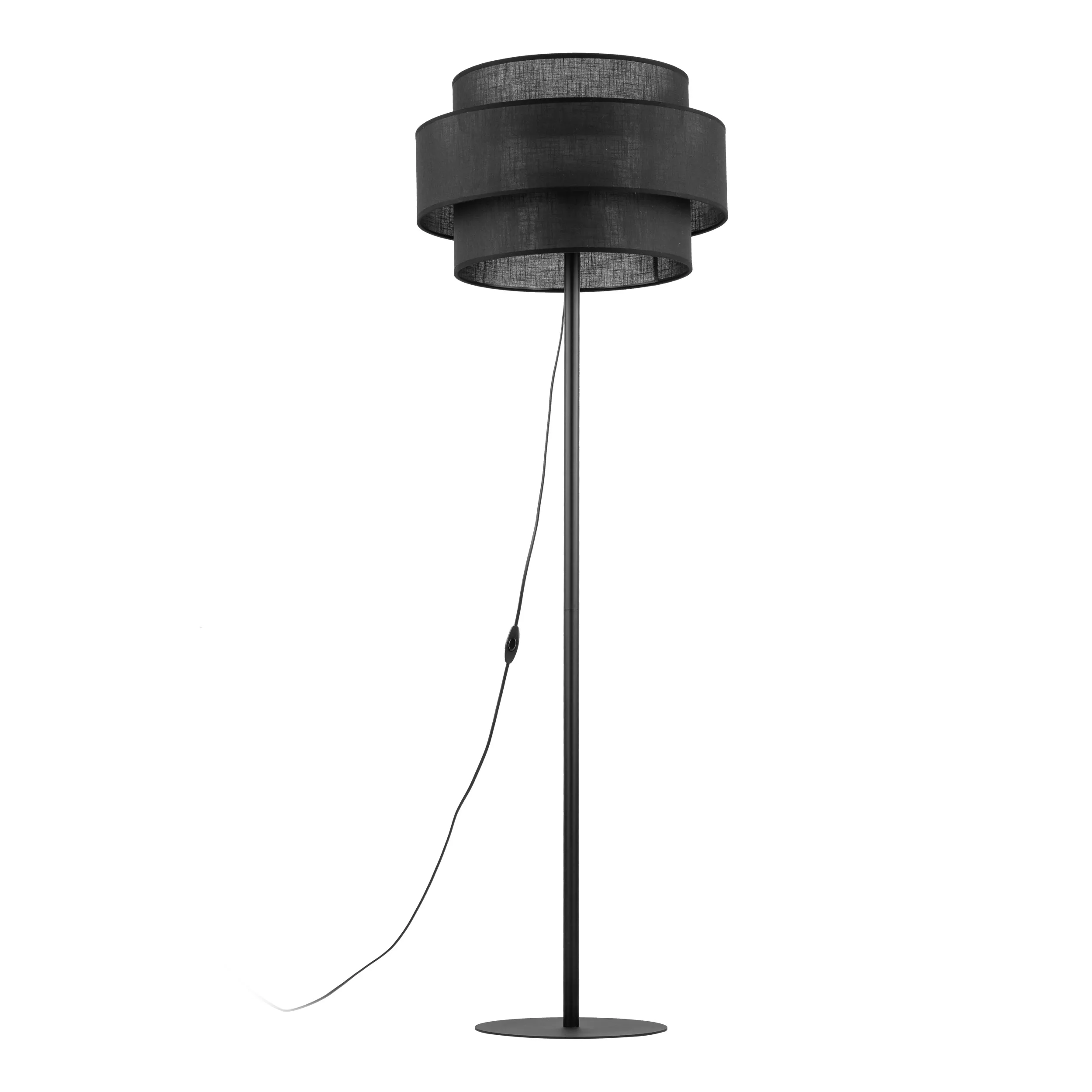 Lampa podłogowa CALISTO czarna klosz z tkaniny 159x50cm - TK_5896