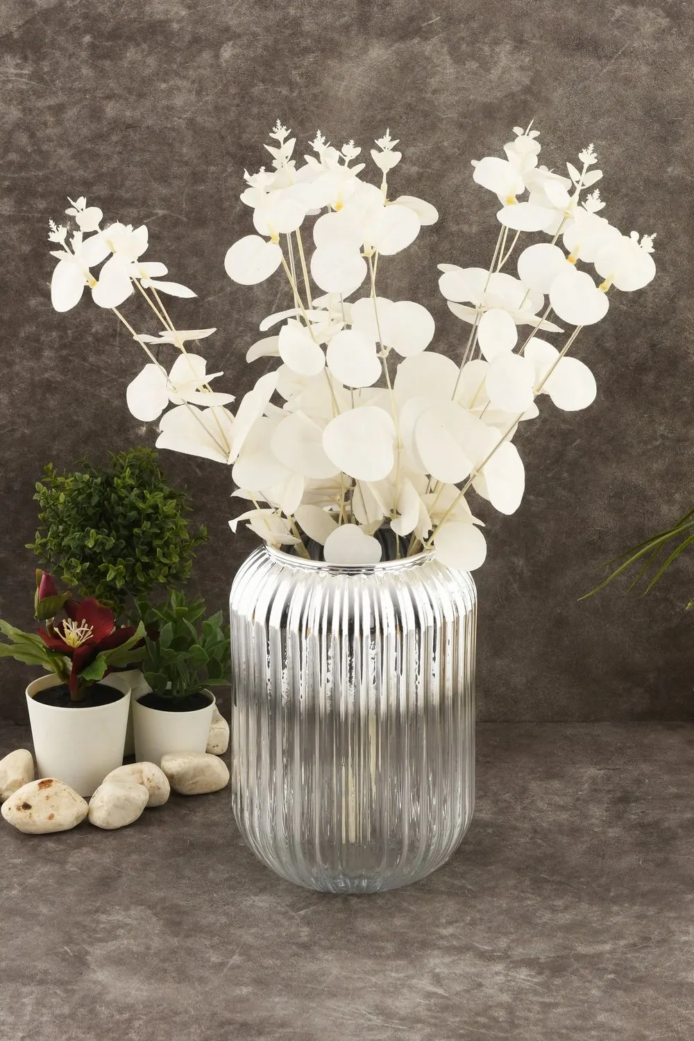 Wazon szklany cieniowany LINE D20K 10x10x20 cm chrom - ASI_329SBL1104