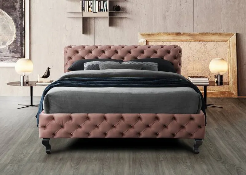 Łóżko tapicerowane HERRERA VELVET 160x200 Bluvel 52 antyczny róż - HERRERAV160RW