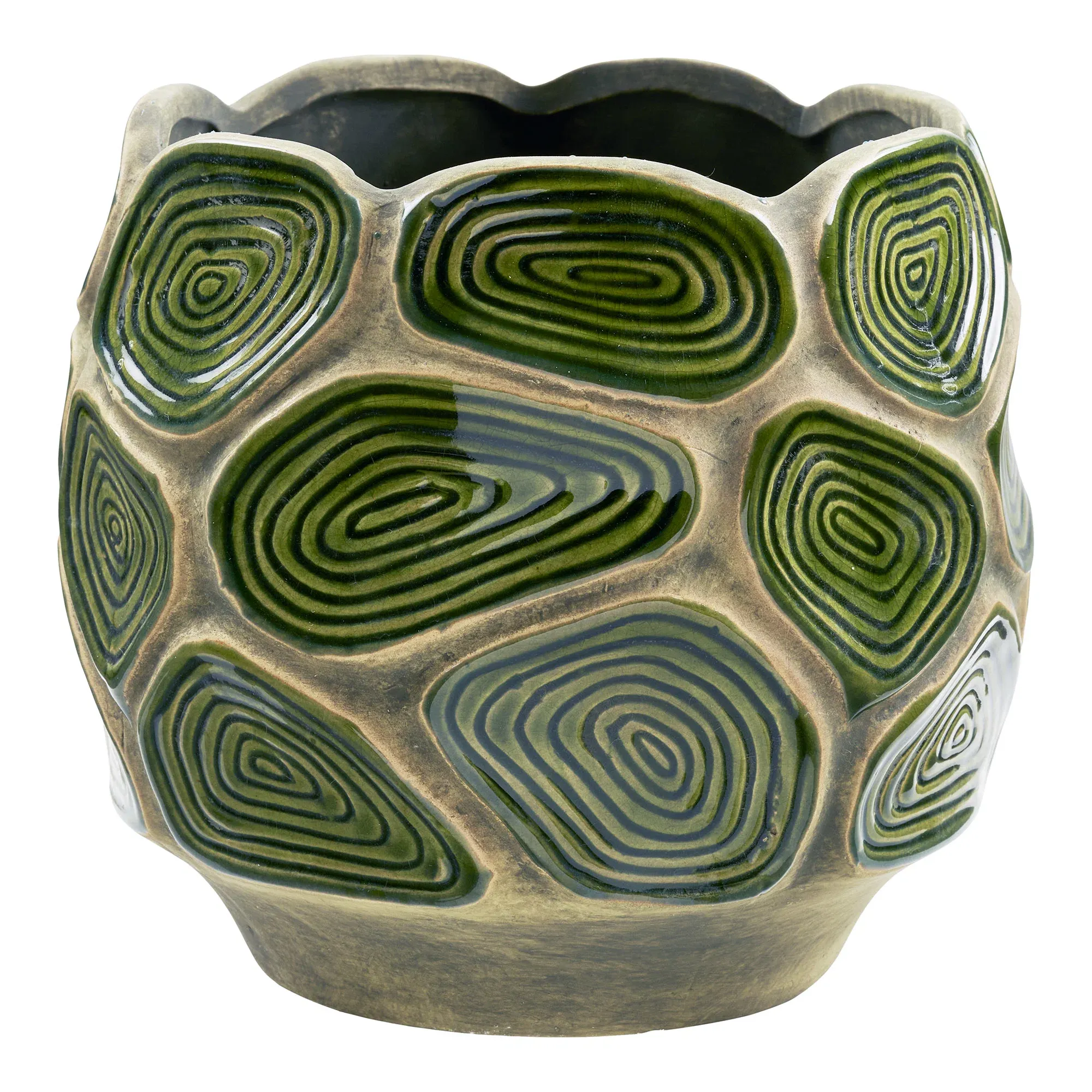 Doniczka ceramiczna 18cm zielono-brązowa