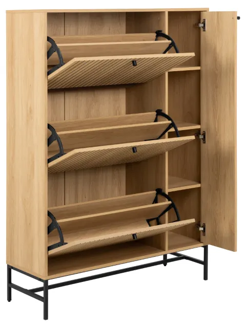 Szafka na buty 1-drzwiowa z 3 klapami ALBANY 2 efekt drewna 140x99x35 — zdjęcie 9