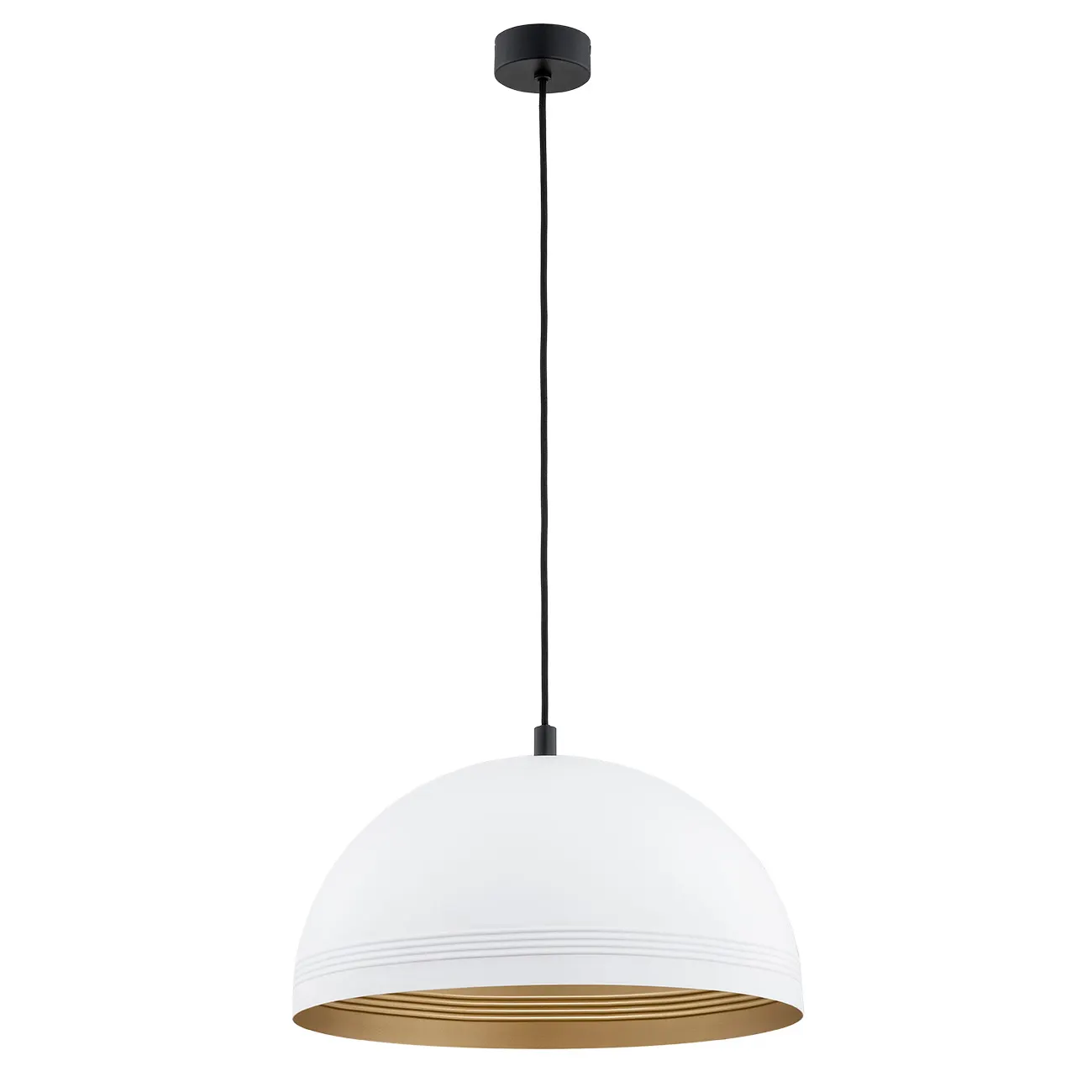 Lampa wisząca BONITA na czarnej podstawie i przewodzie biała ze złotym środkiem okrągła 103x40cm - 8241