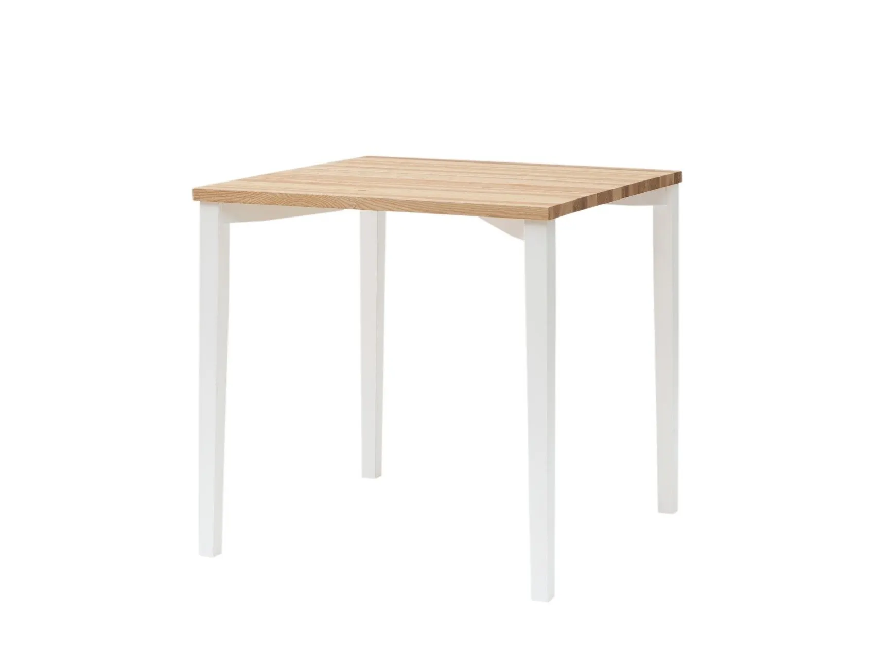 Stół jesionowy kwadratowy TRIVENTI 80x80 naturalny białe kwadratowe nogi