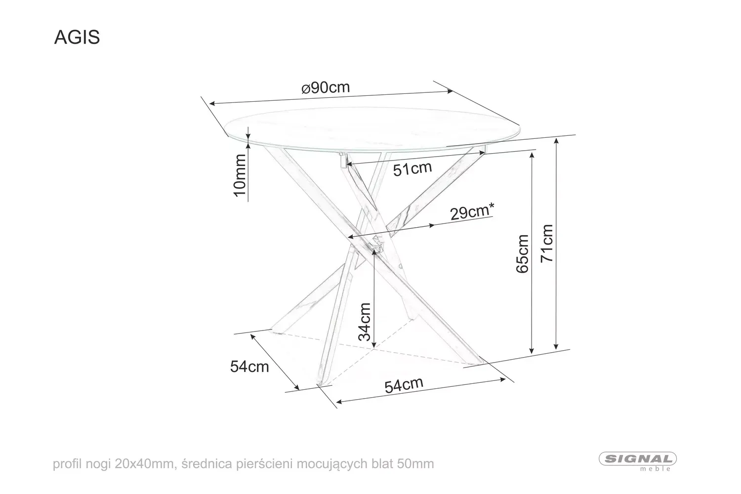 Stół okrągły AGIS 90 cm biały efekt marmuru/chromowane nogi - AGISCCH90