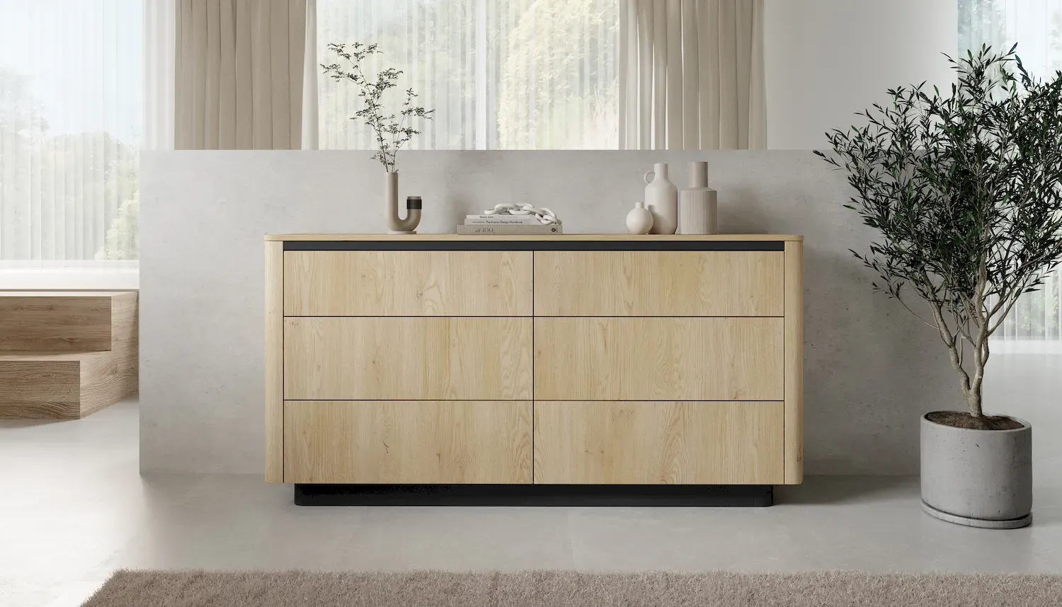 Komoda z 6 szufladami TORRO 163 dąb cremona czarny - LA_TORRO_KOMODA_163_6S
