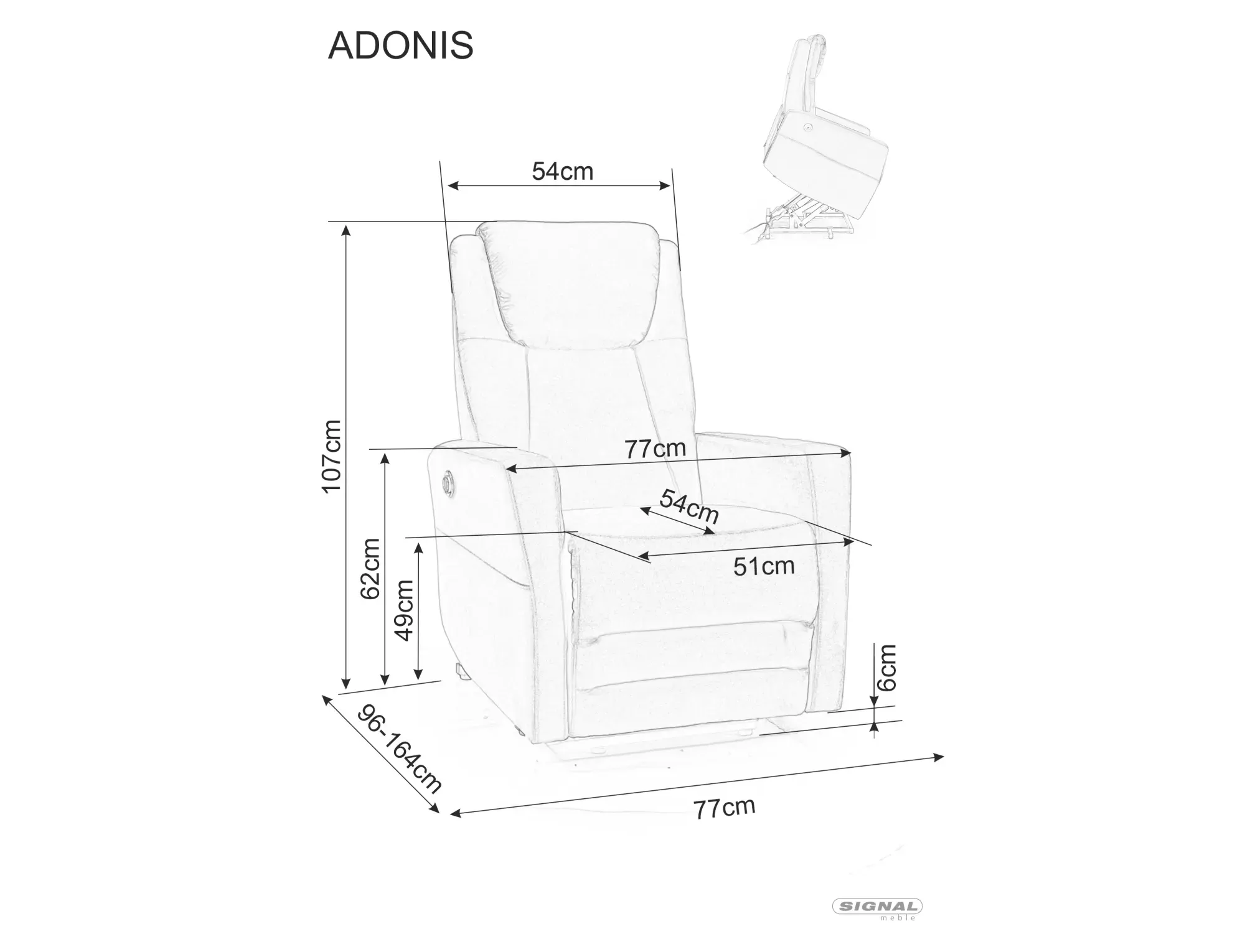 Fotel rozkładany elektrycznie ADONIS Funkcja pionizacji, regulowany zagłówek, USB VELVET ciemny beż 40 - ADONISVCBE