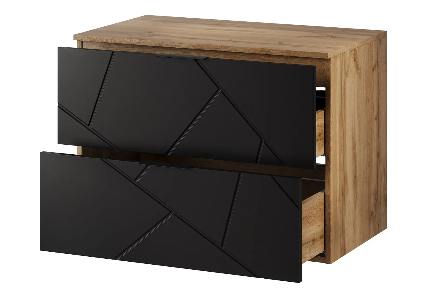 Szafka wisząca pod umywalkę MAZI 58x80 dąb Wotan/czarny mat - TH-100-1842