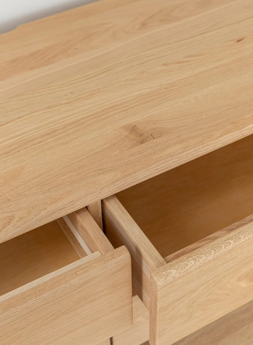 Szafka RTV z szufladami drewniana DIVISIONE listwa led 184 cm dąb olejowany - ZIDIV10