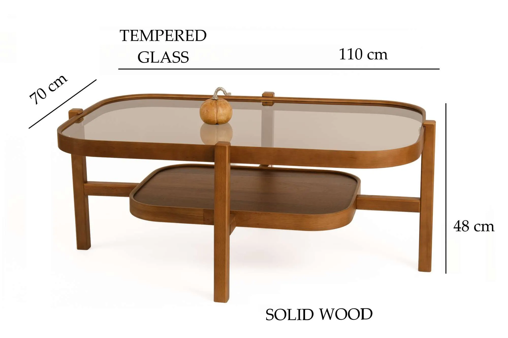 Stolik kawowy drewniany z półką GODIVA 70x110 orzech - ASI_643MRL1108