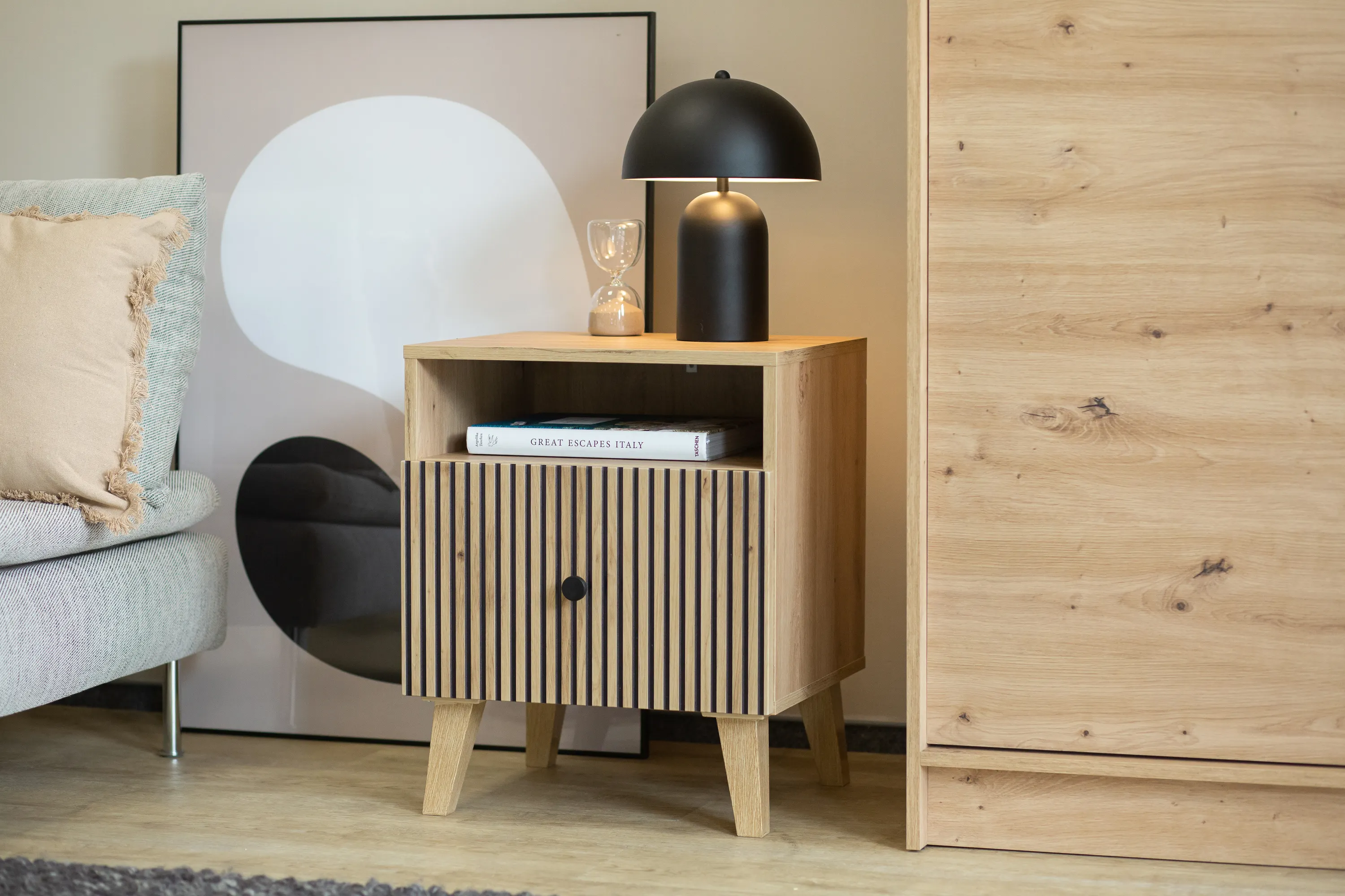 Szafka nocna z 1 szufladą i półką BERLIN dąb artisan - INT_5003194