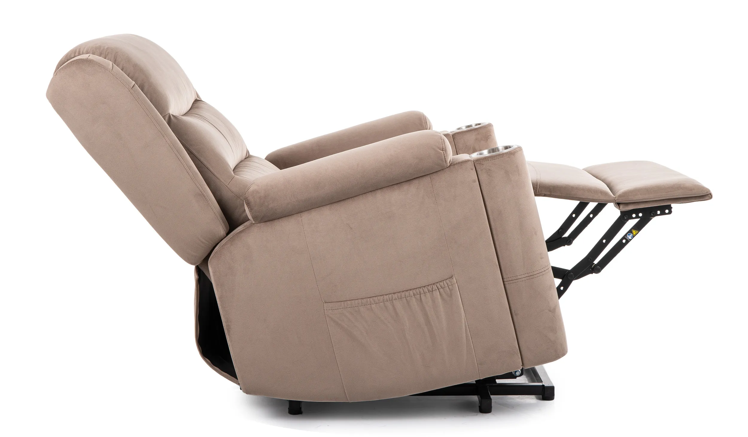 Fotel elektryczny rozkładany MINOS VELVET Bluvel 40 z funkcją pionizacji ciemnobeżowy - MINOSVCBE