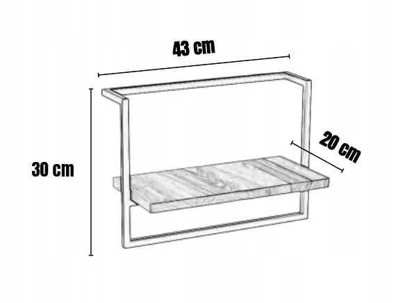 Kwietnik wiszący mwtal drewno NESLE M czarny naturalny - LD_TZ000083