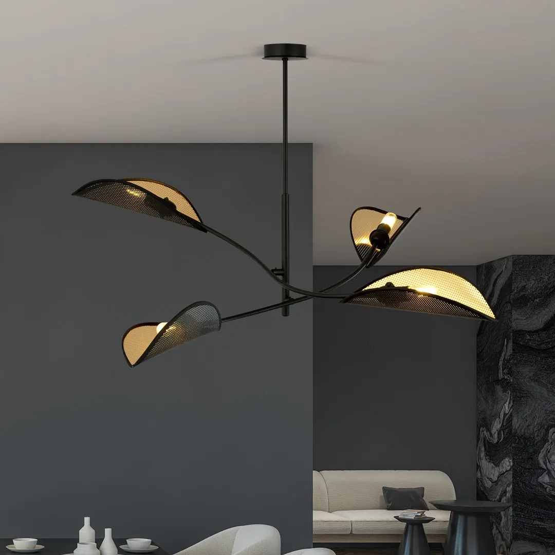 Lampa wisząca LOTUS 4 czarny złoty — zdjęcie 4