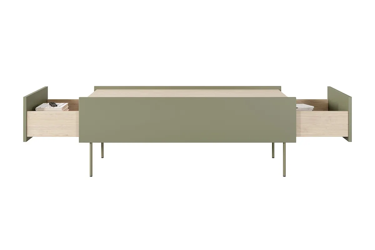 Ława DESIN 120 z 2 szufladami - oliwkowa / dąb nagano - B_149043