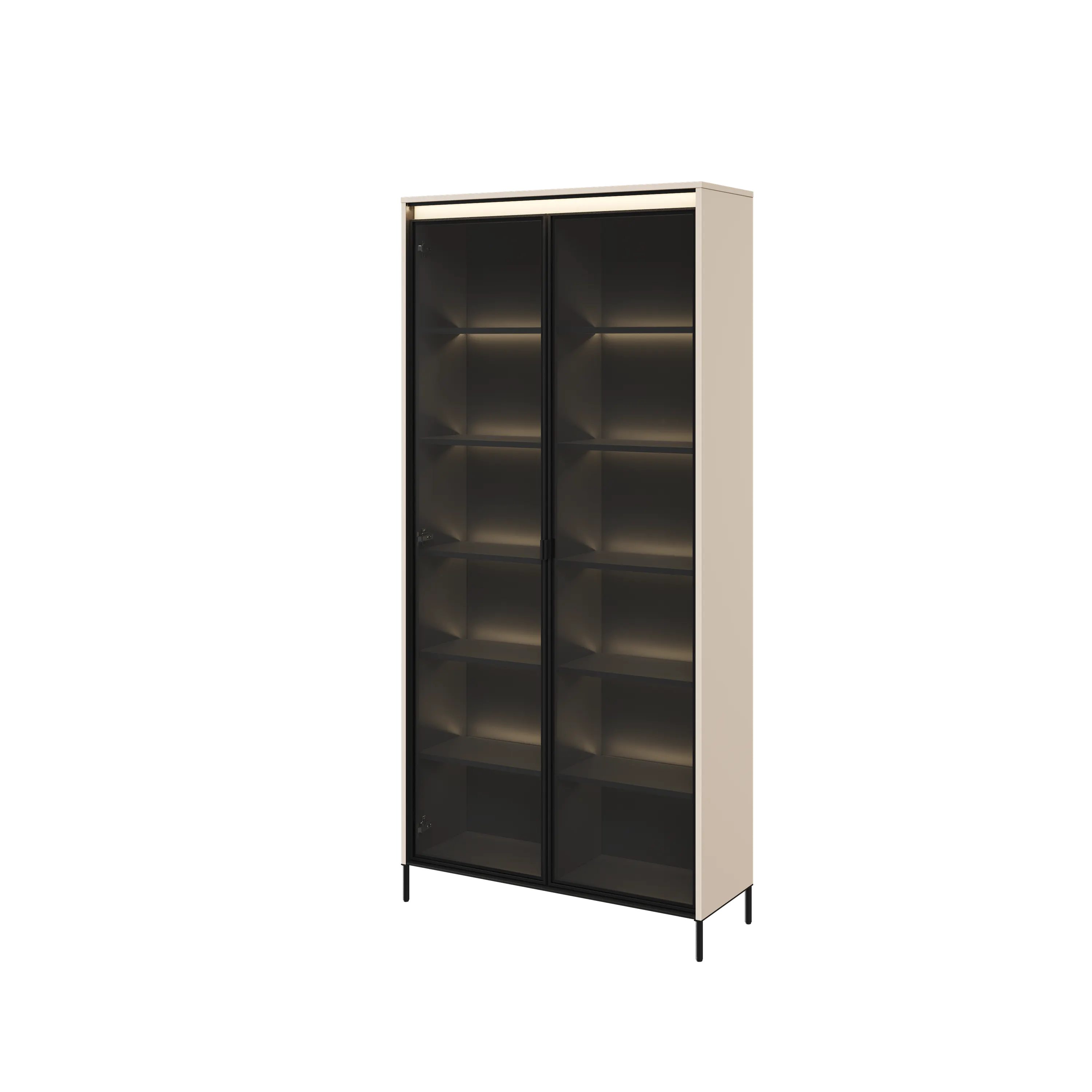 Witryna z oświetleniem TREND TR-07 2D beż piaskowy/czarny - TR7BPC-V2