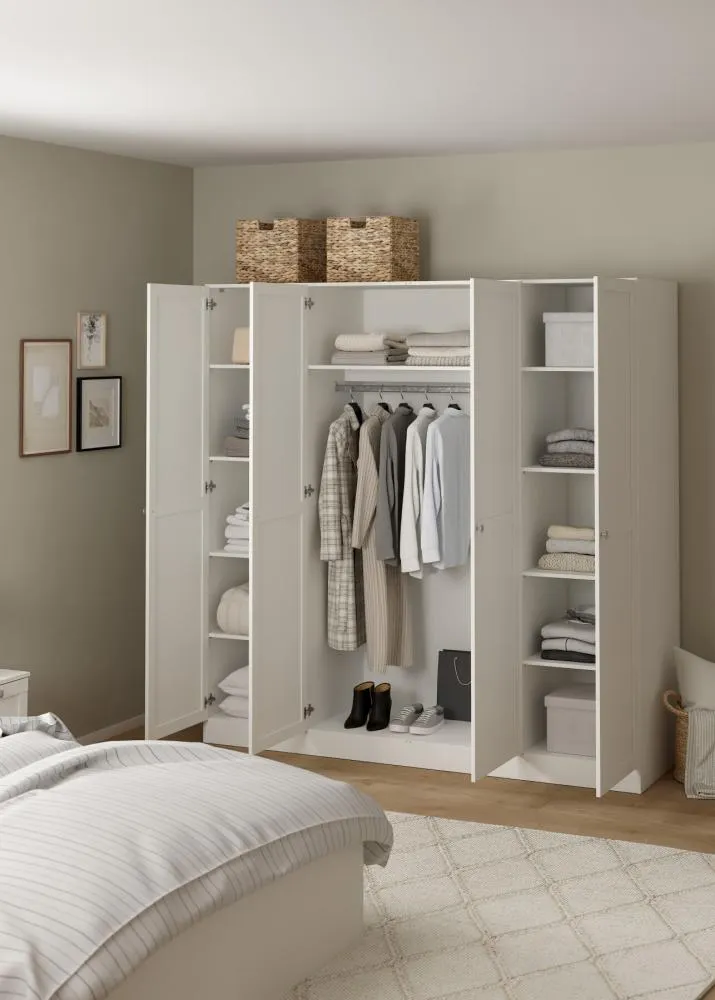 Szafa 4-drzwiowa BILLUND 200 cm biała - TV_680534949