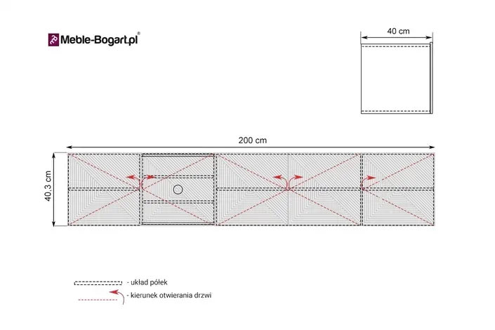 Szafka RTV ASHA 200 5D - czarny mat - dąb artisan - ryflowany front - wisząca - B_149619