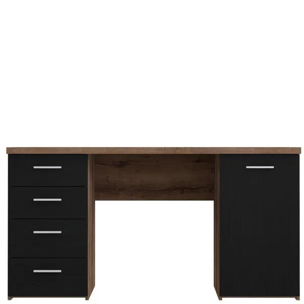 Biurko NET106 z szafką i 4 szufladami - czarny, efekt dębu - MT926-N09