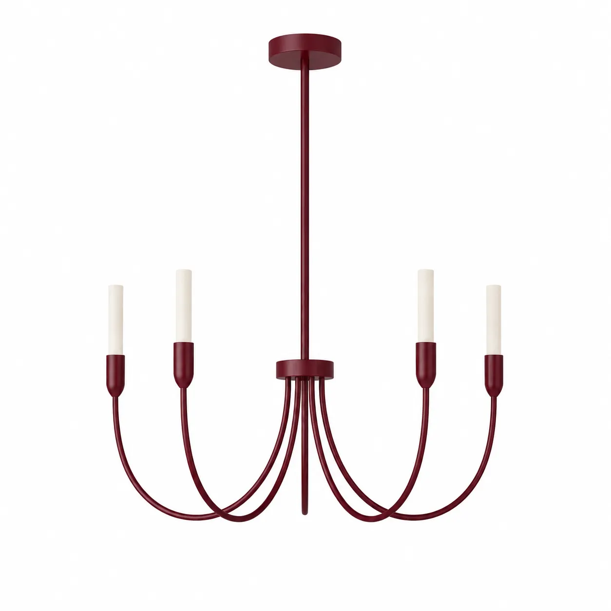 lampa wisząca, burgundowa, kandelabranowa, metalowa, światło