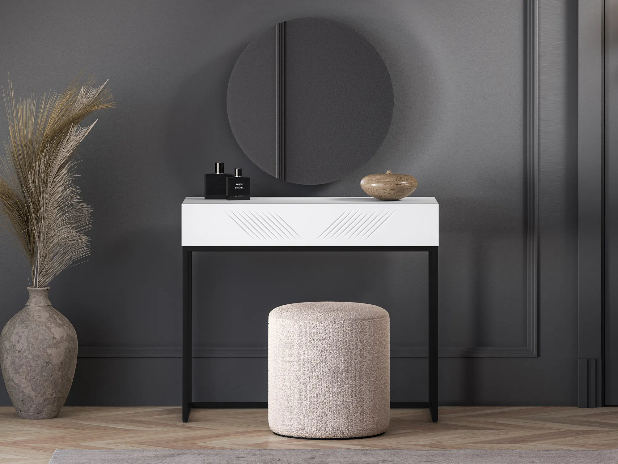 Toaletka z szufladą CLEARING 06 biały alpejski, podstawa-czarny - 1CLEA06-001-01