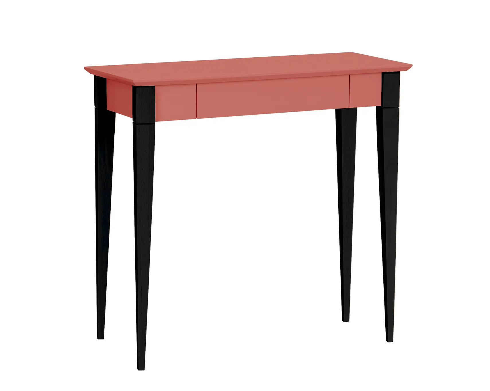 Biurko z szufladą MIMO 85x40 koralowy blat/czarne drewniane nogi