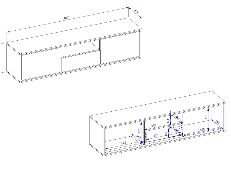 Szafka RTV MUNDO 39 dąb royalis antracyt 180x43x40cm - 24RTKT39