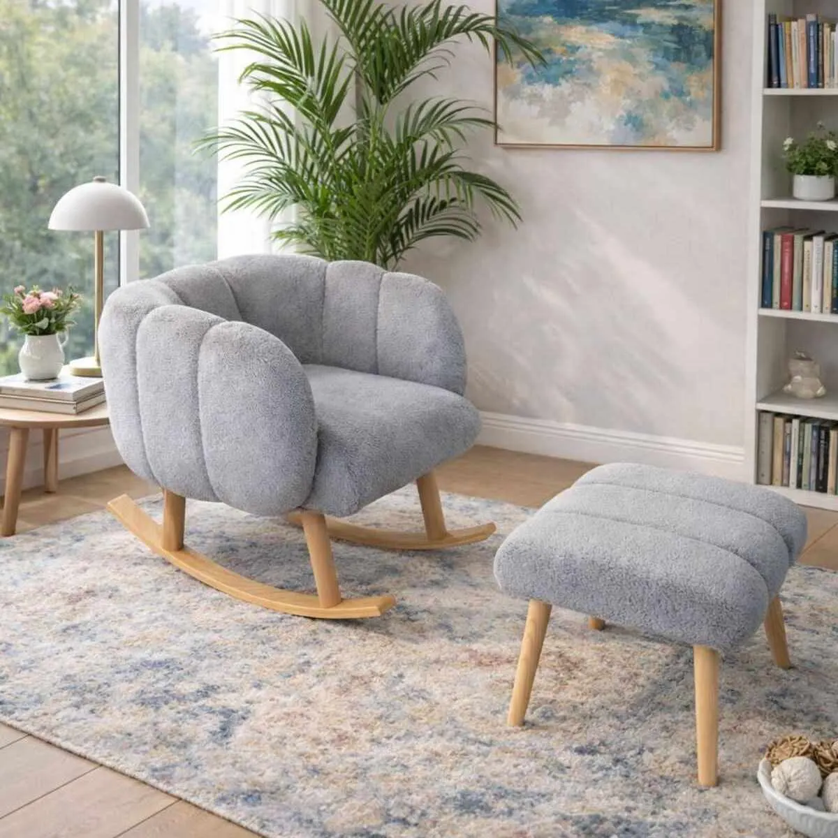 Zestaw wypoczynkowy LOTUS Wellsoft fotel bujany + pufa szary - ASI_251BLS1155
