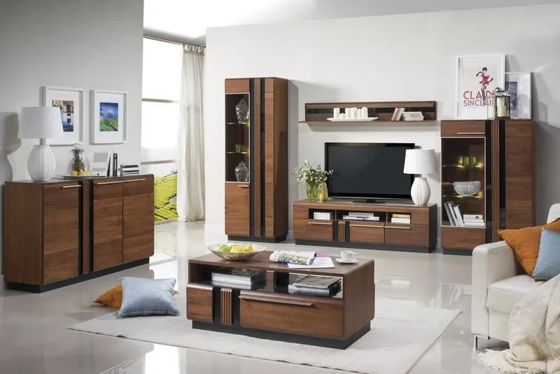 Szafka RTV PORTI 25 drewniana dąb antyczny czarna 160x51x42cm — zdjęcie 4