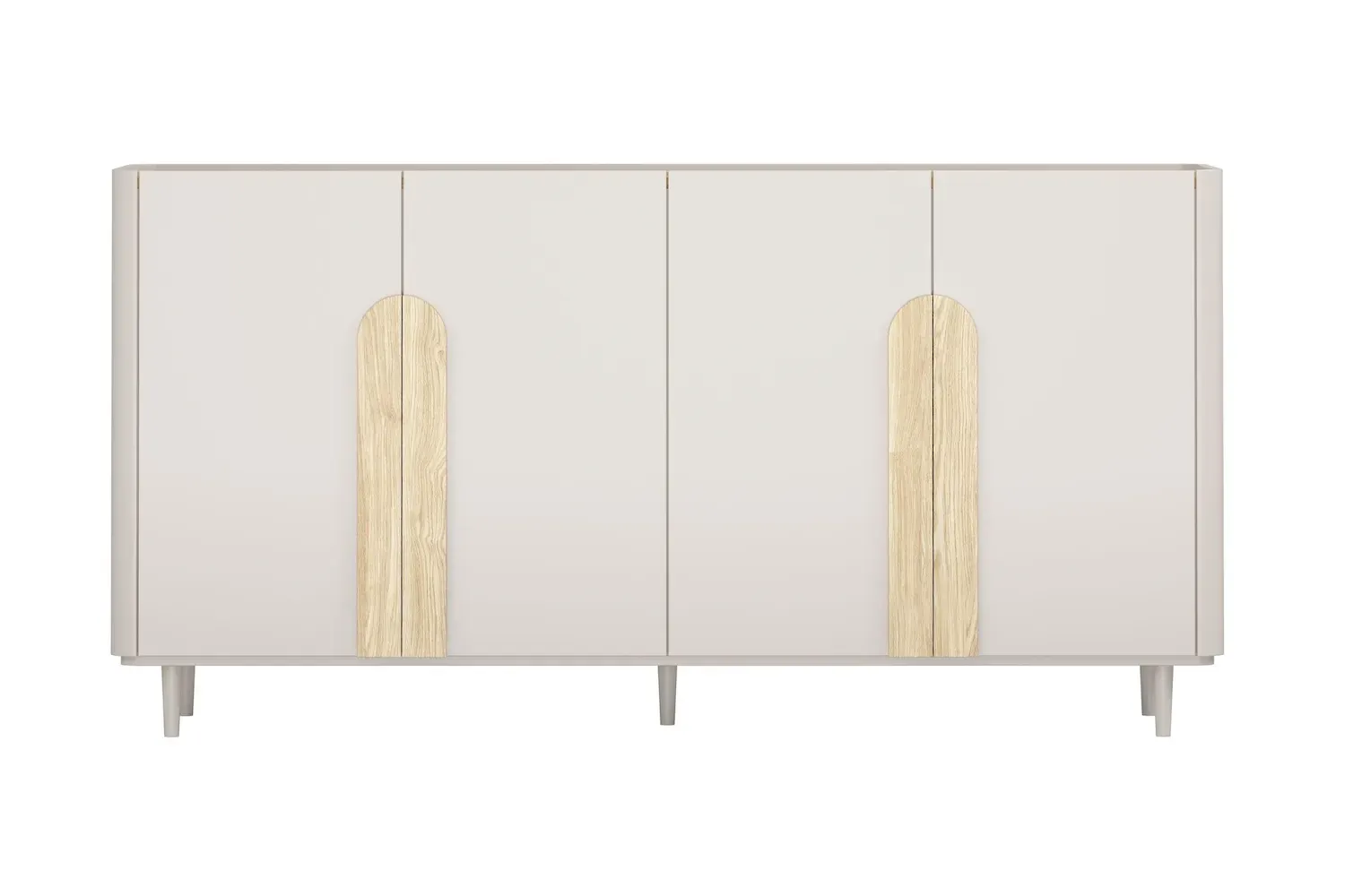 Komoda 4-drzwiowa AMILIO 200 - cashmere dąb olejowany uchwyty dąb jasny nogi cashmere - B_169215