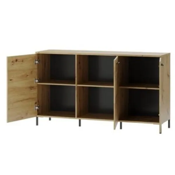 Komoda LUCAS 36 3-drzwiowa dąb aristan czarny mat 155x88x42cm - TH-100-1453