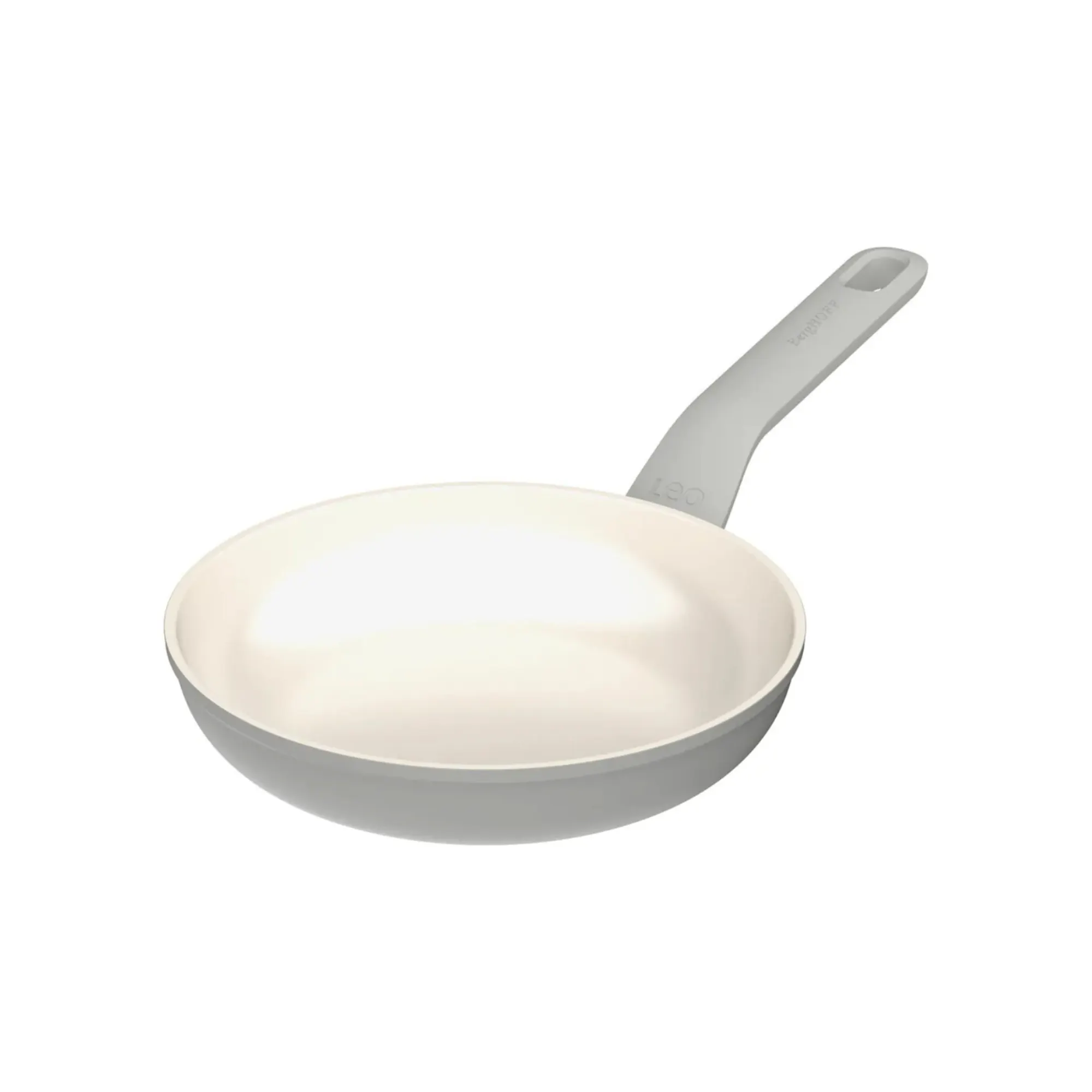 patelnia, nieprzywierająca, szaro-biała, uchwyt, gładka powłoka